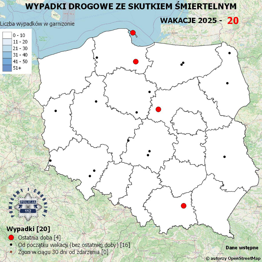 1-452655 🚨 Ruszyła 7. edycja ogólnopolskiego projektu „Wypadki drogowe ze skutkiem śmiertelnym – Wakacje 2025” [MAPA]